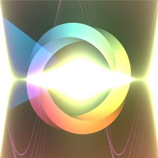 An abstract cgi image with braided torus, sine wave, and bright flares